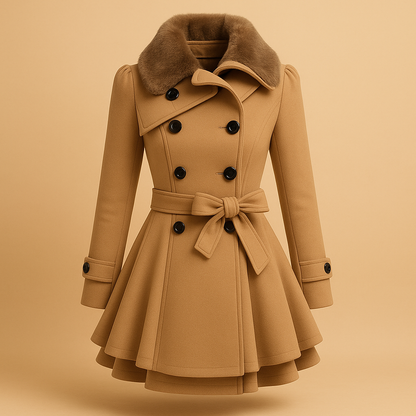 Manteau Cintré À Col Doux Et Ceinture | Silhouette Flatteuse Et Tissu Confortable | Idéal Pour L’Hiver Ou Les Occasions Habillées