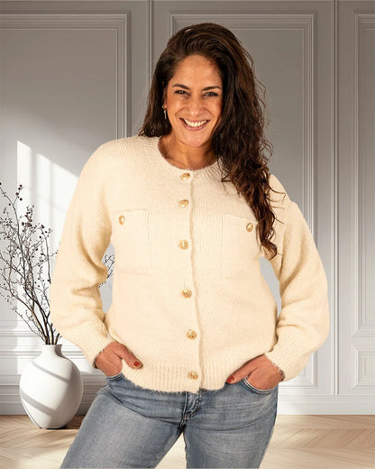 Gilet Femme | Boutons Dorés | Confort Absolu | Style Élégant Et Décontracté