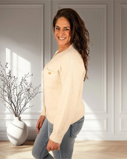 Gilet Femme | Boutons Dorés | Confort Absolu | Style Élégant Et Décontracté