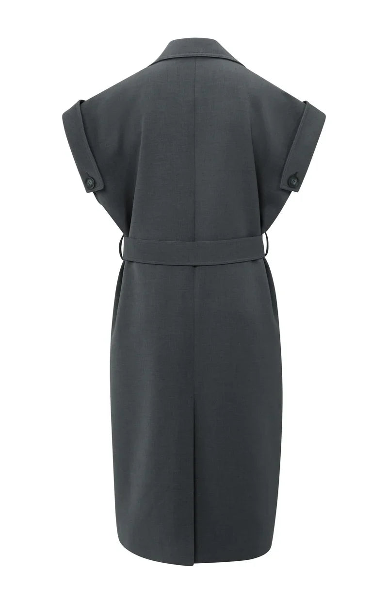 Trench Sans Manches Ceinturé