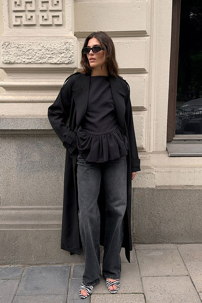 Trench Long | Élégant et Structuré | Parfait Pour L’Automne Et L’Hiver