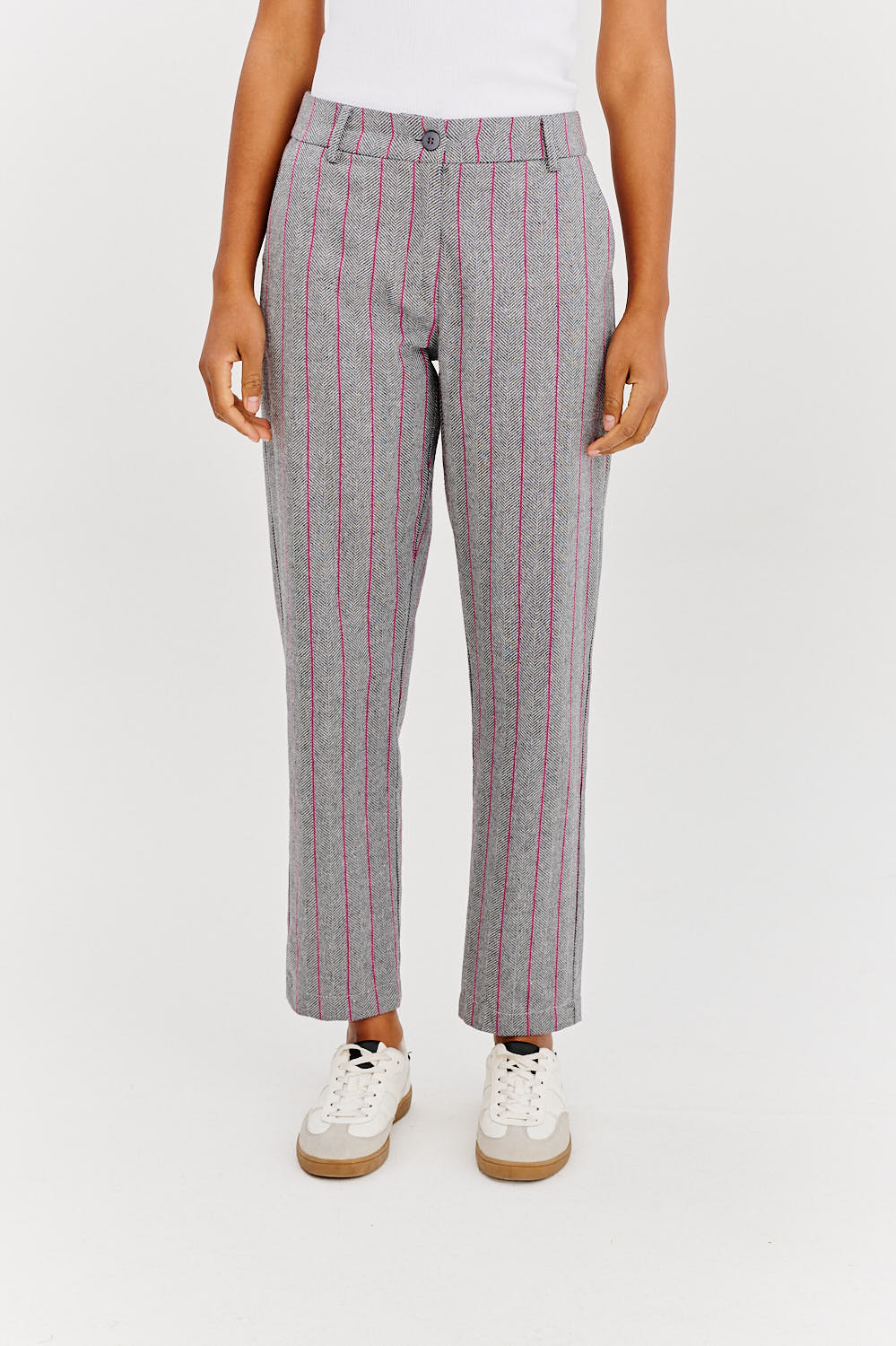 Pantalon À Rayures | Viscose Et Polyester Confortable | Coupe Droite Chic | Parfait Pour Le Bureau Ou Les Sorties Élégantes