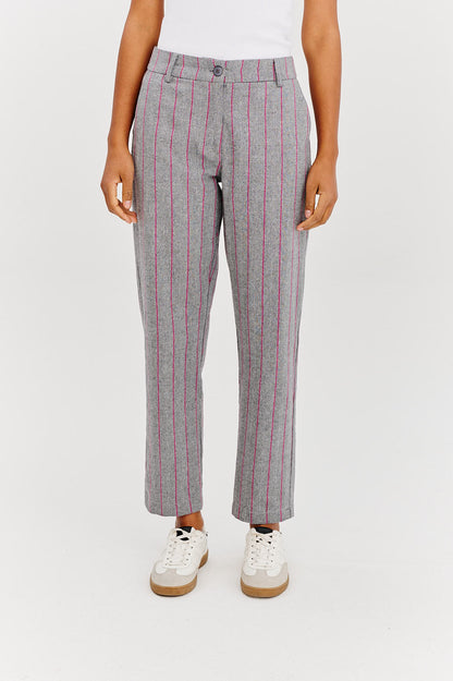 Pantalon À Rayures | Viscose Et Polyester Confortable | Coupe Droite Chic | Parfait Pour Le Bureau Ou Les Sorties Élégantes