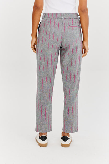 Pantalon À Rayures | Viscose Et Polyester Confortable | Coupe Droite Chic | Parfait Pour Le Bureau Ou Les Sorties Élégantes