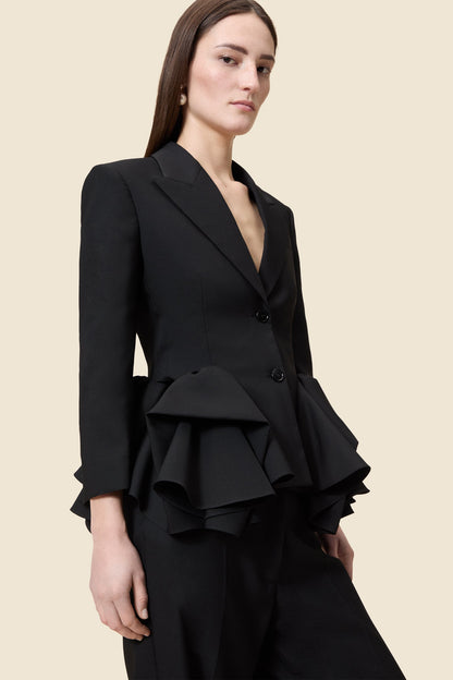 Blazer Femme | Coupe Cintrée et Détail Peplum | Élégant en Laine pour Tenues Habillées