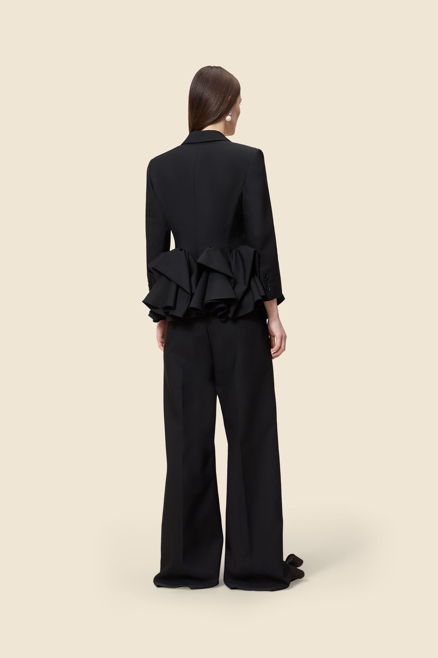 Blazer Femme | Coupe Cintrée et Détail Peplum | Élégant en Laine pour Tenues Habillées