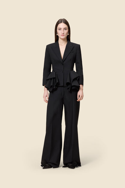 Blazer Femme | Coupe Cintrée et Détail Peplum | Élégant en Laine pour Tenues Habillées