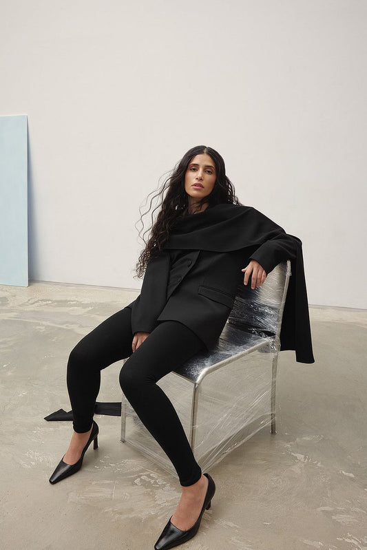 Blazer Femme | Col Drapé Élégant | Coupe Ajustée | Parfait Pour Les Occasions Habillées