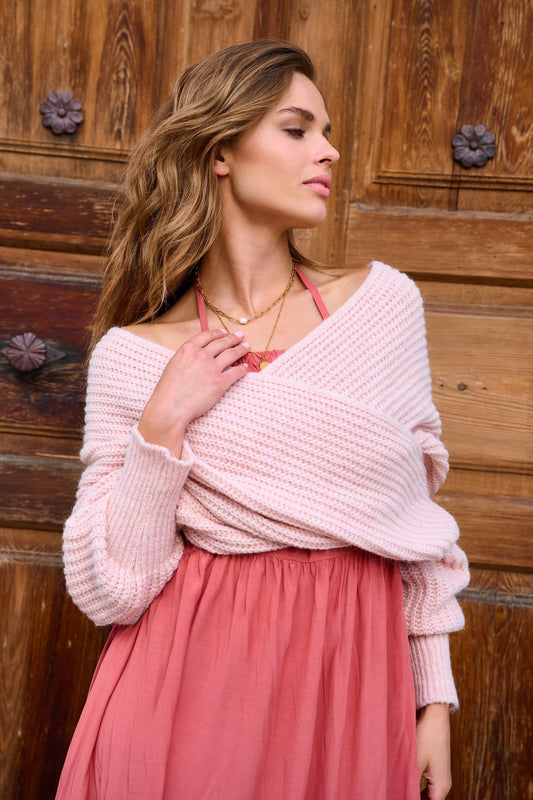 Pull En Maille Douce | Croisé Cache-Cœur | Coupe Féminine Et Courte | Parfait Pour Superposer Sur Une Robe