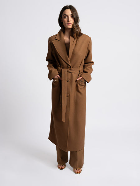 Manteau Femme | Long En Laine Mélangée Camel | Élégance Classique Pour L’Hiver