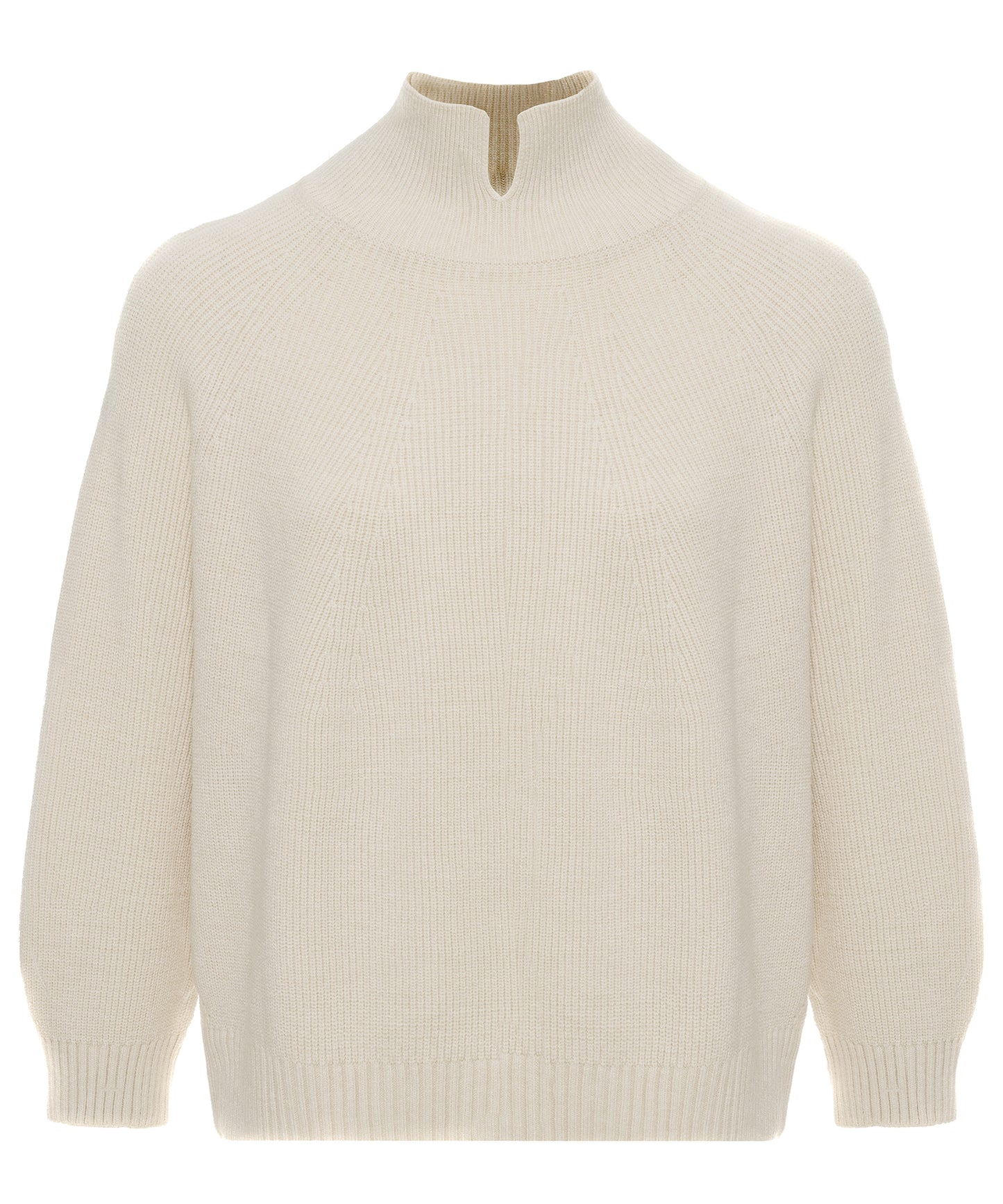 Pull Col Montant Fendu en Maille Douce