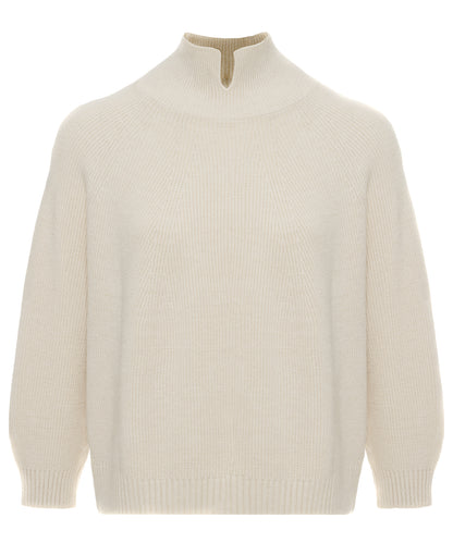 Pull Col Montant Fendu en Maille Douce