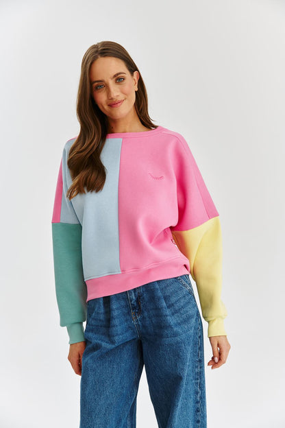 Sweat En Coton Et Polyester | Colorblock Pastel Décontracté | Coupe Confortable Et Tendance | Parfait Pour Égayer Vos Looks Du Quotidien