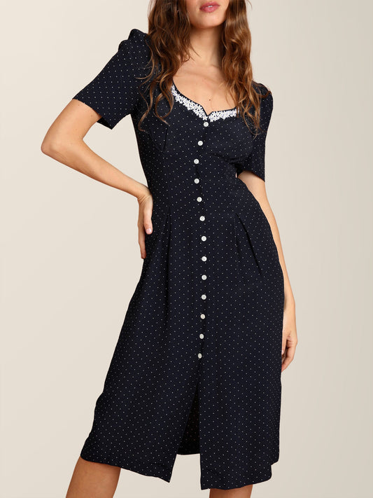 Robe Boutonnée À Pois | Élégante & Rétro | Été & Déjeuners Entre Amies