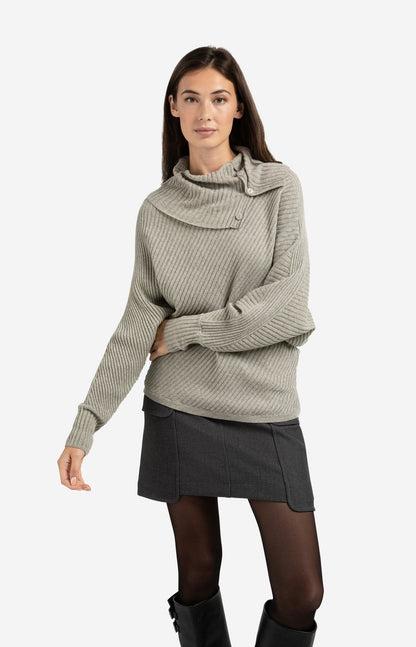 Pull Col Asymétrique en Maille Côtelée
