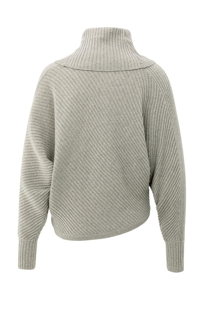 Pull Col Asymétrique en Maille Côtelée