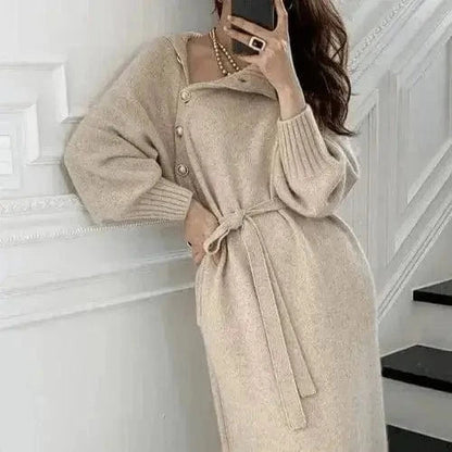 Robe Pull Femme | Chaude Et Ceinturée | Élégante Pour L’Hiver En Maille Confortable