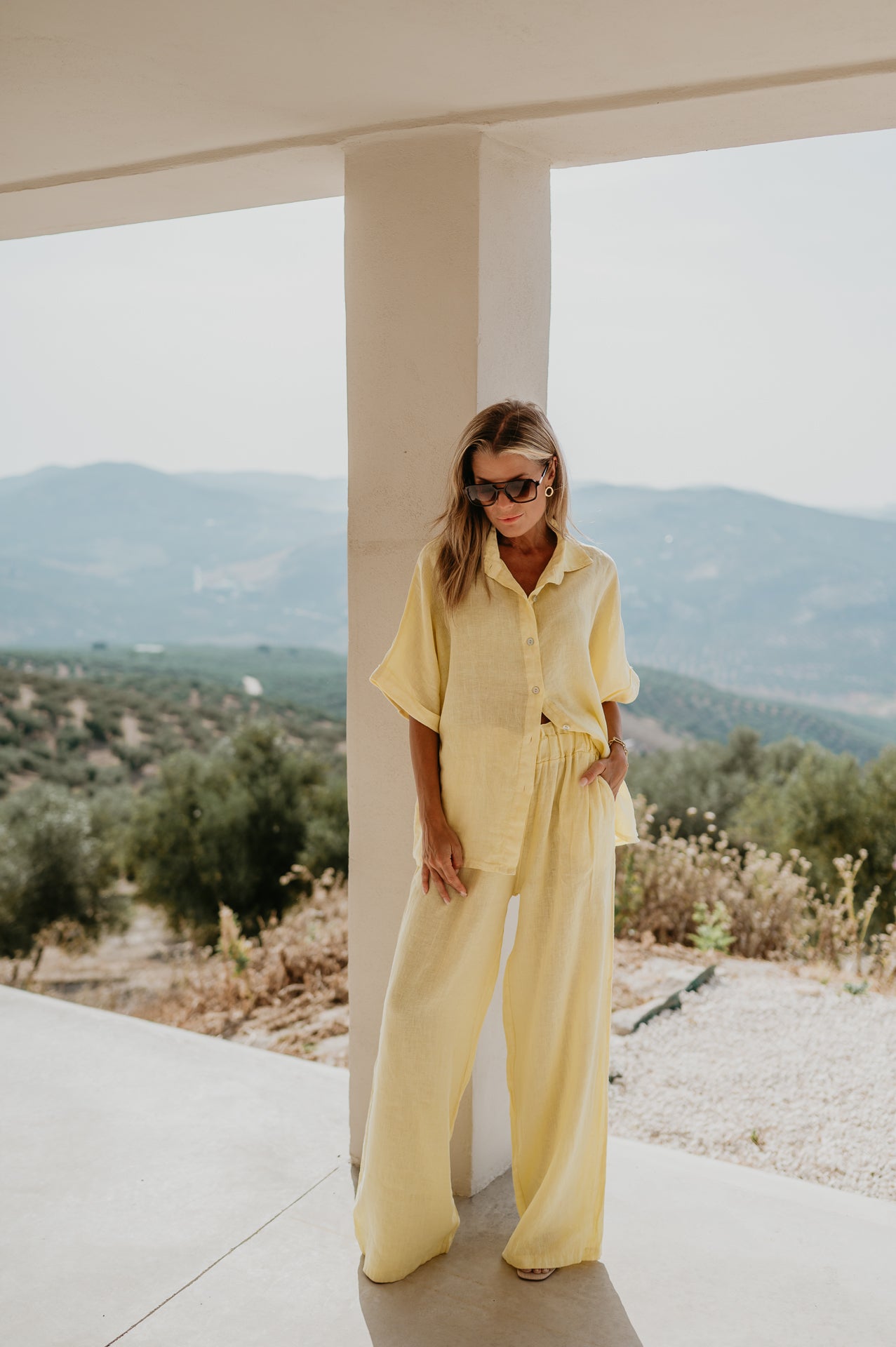 Ensemble En Lin Femme | Chemise Et Pantalon Fluide | Léger Et Respirant | Idéal Pour L’Été Et Les Vacances