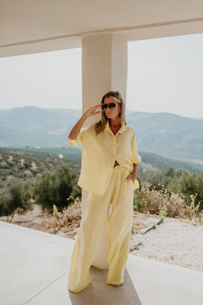 Ensemble En Lin Femme | Chemise Et Pantalon Fluide | Léger Et Respirant | Idéal Pour L’Été Et Les Vacances