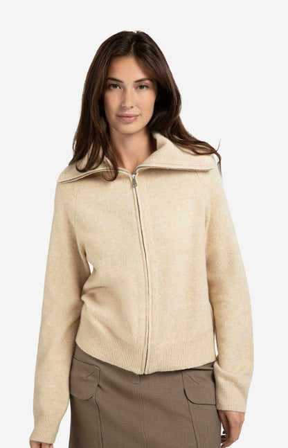 Cardigan Zippé Col Large