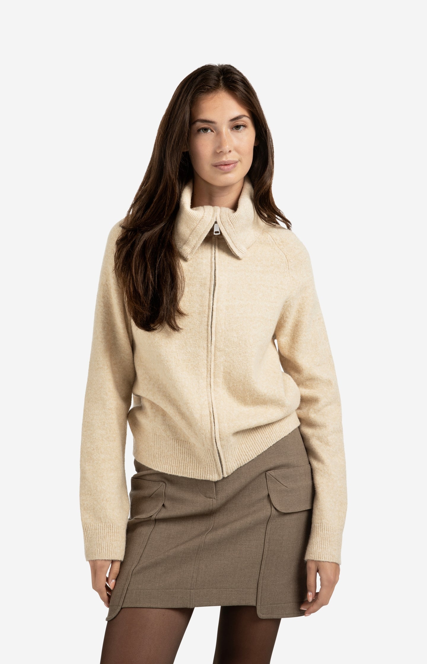 Cardigan Zippé Col Large