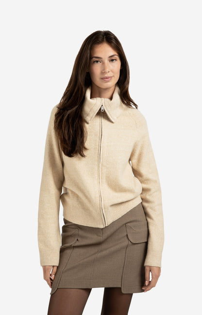 Cardigan Zippé Col Large