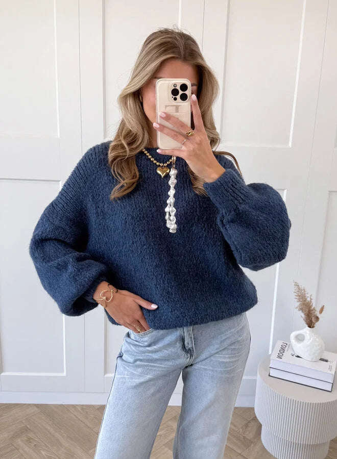 Pull en Maille à Manches Bouffantes