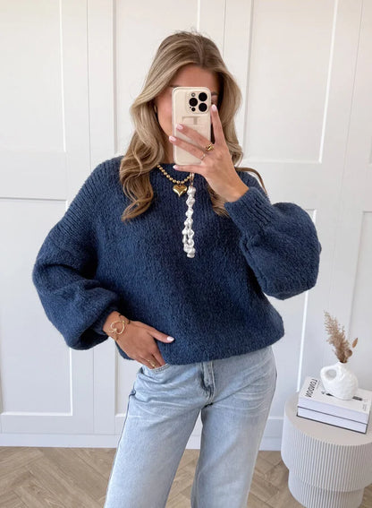 Pull en Maille à Manches Bouffantes