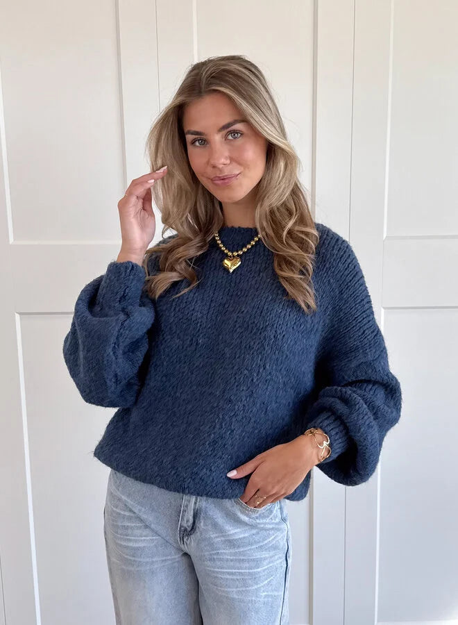 Pull en Maille à Manches Bouffantes