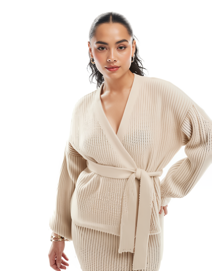 Gilet Femme | Maille Côtelée Douce | Ceinturé Et Confortable | Parfait Pour Un Look Cosy Chic