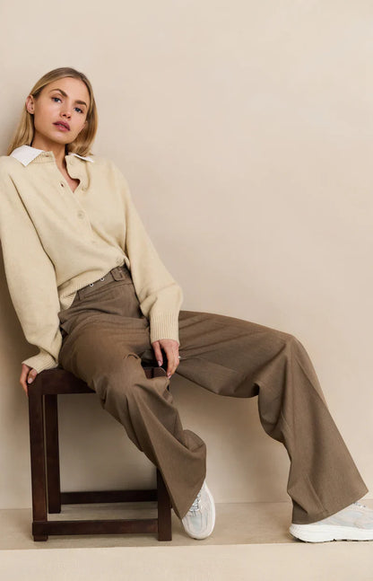 Pantalon Large Fluide Taille Haute