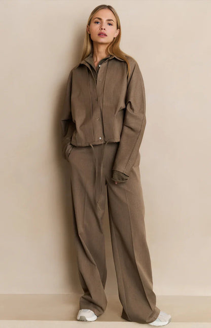 Pantalon Large Fluide Taille Haute